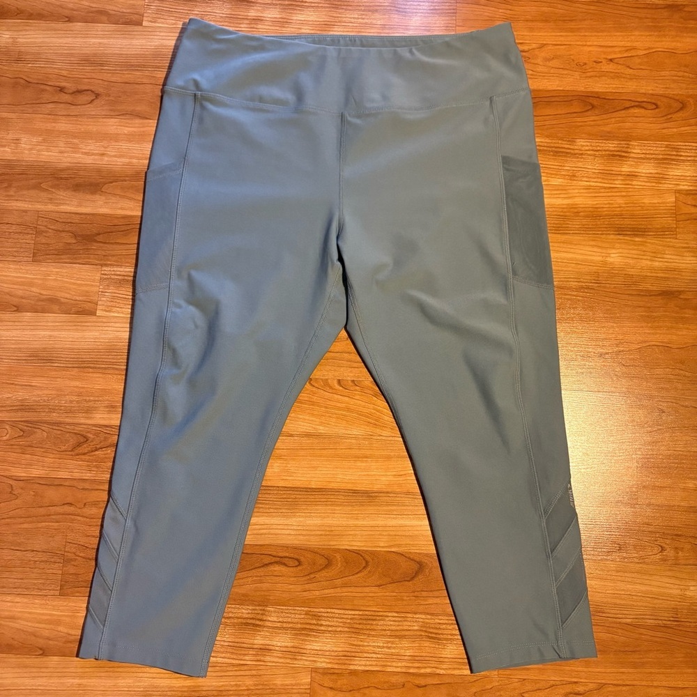 Mondetta Women's Performance Luxury Active Leggings Green Size XXL Mesh Panels